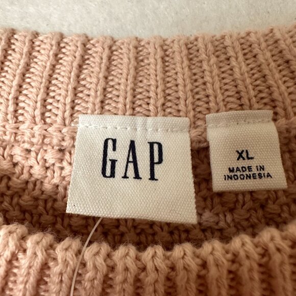 Gap sweater sz XL Light Pink Pullover Cable Knit 100% Cotton fisherman NEW - Picture 4 of 5